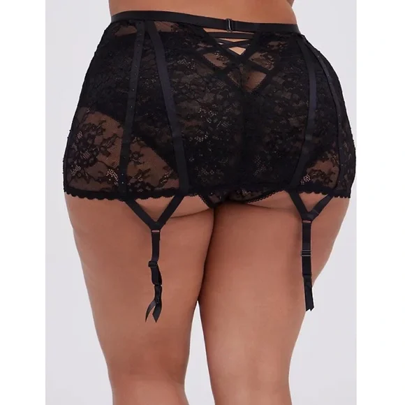 torrid garter belt Womens Torrid Black Strappy Harness With Garter Size 00/0 10/12 Med/Large  NWT